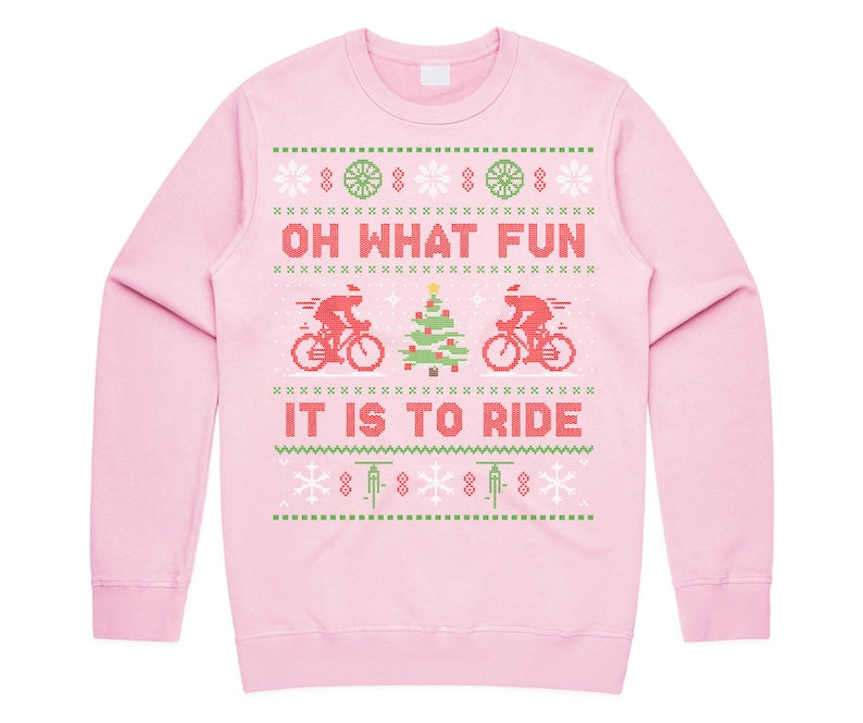 cycling oh what fun it is to ride jumper sweater sweatshirt kids adults christmas bicycle cycle gift xmas 1728291791800.jpg