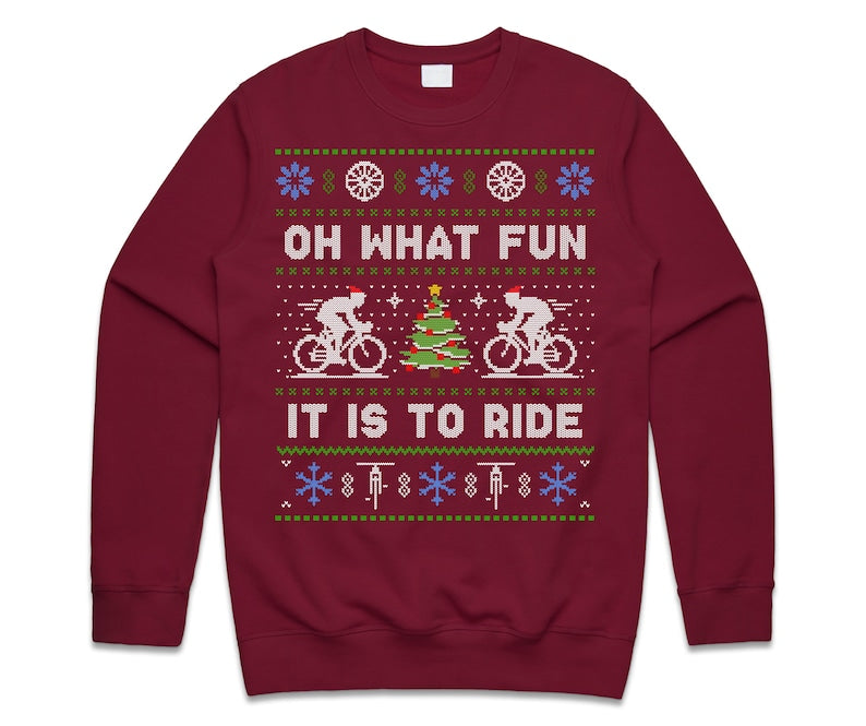 cycling oh what fun it is to ride jumper sweater sweatshirt kids adults christmas bicycle cycle gift xmas 1728291791817.jpg