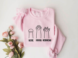 rock paper scissors sweatshirt funny cat paw shirt unisex crewneck shirt for cat lover cat owner shirt cat paws shirts gift for cat mom 1728356859096.jpg