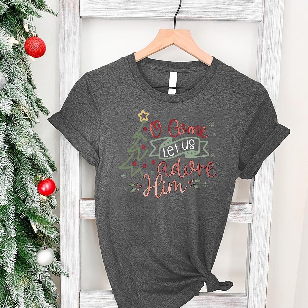 o come let us adore him christmas shirt christmas nativity shirt religious christmas gifts christian christmas jesus shirt christian gift gift for women men 1728459227406.png