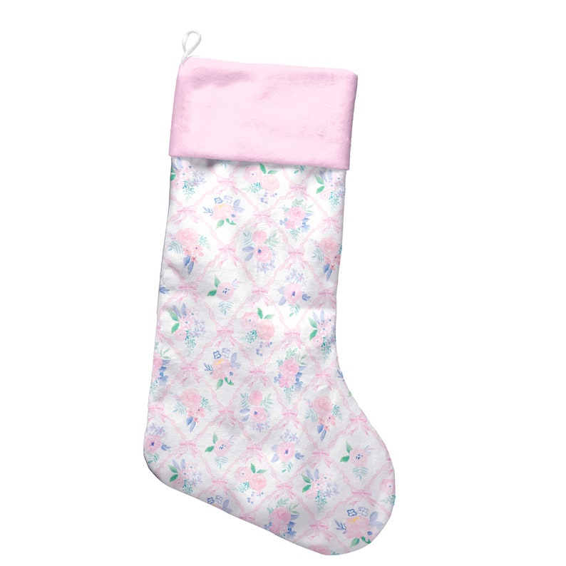 custom name preppy christmas stocking pink christmas stocking grandmillennial christmas stocking floral christmas stocking 1728551943510.jpg