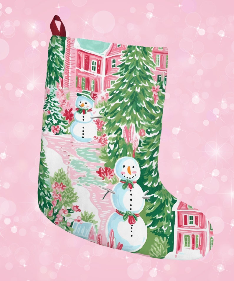 snowman stocking pink christmas preppy mantle decor snowman holiday decorations christmas tree colorful snow stocking pinkmas home decor 1728552088234.jpg