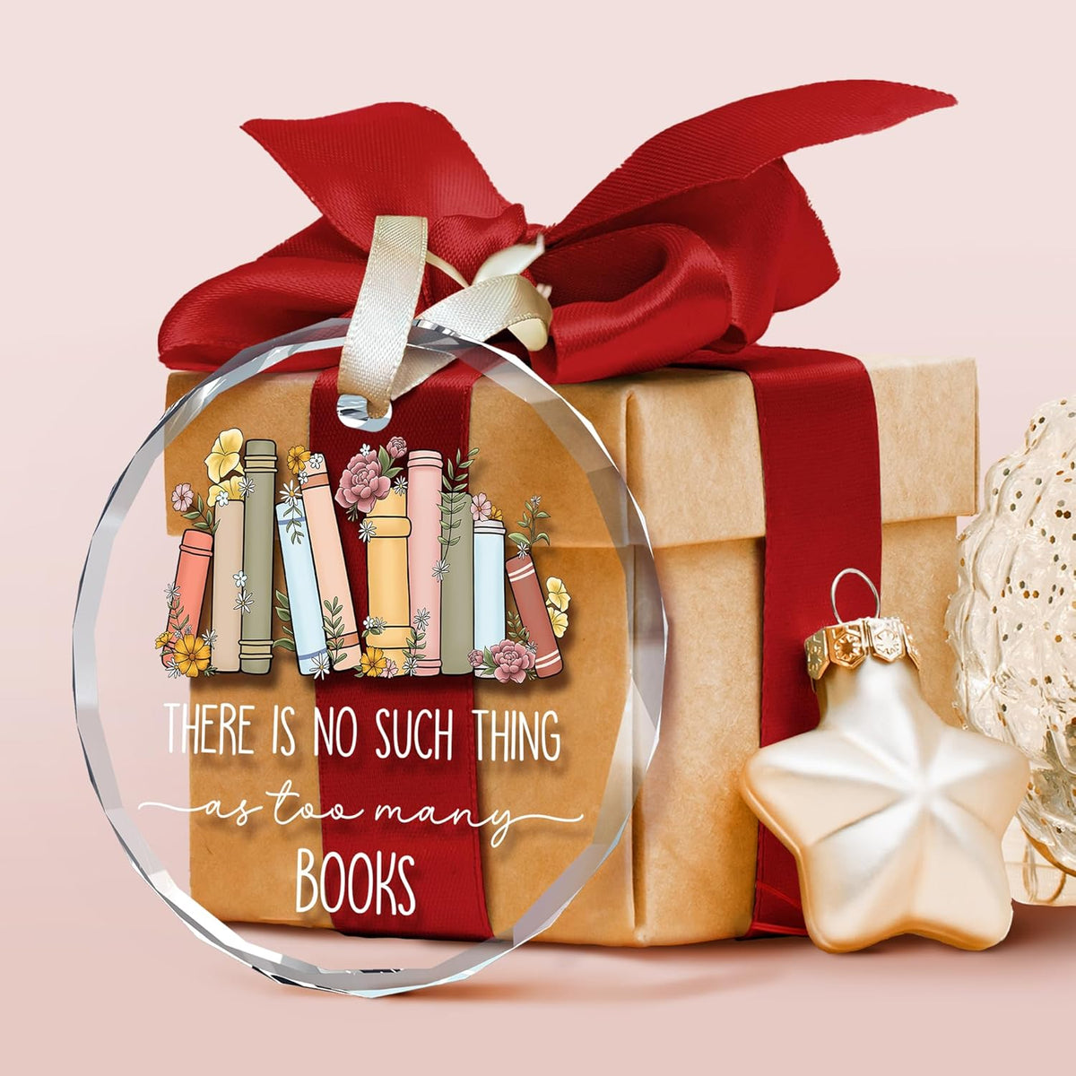 there is no such thing too many as books christmas crytal ornament gift for book lovers 1728631269186.jpg