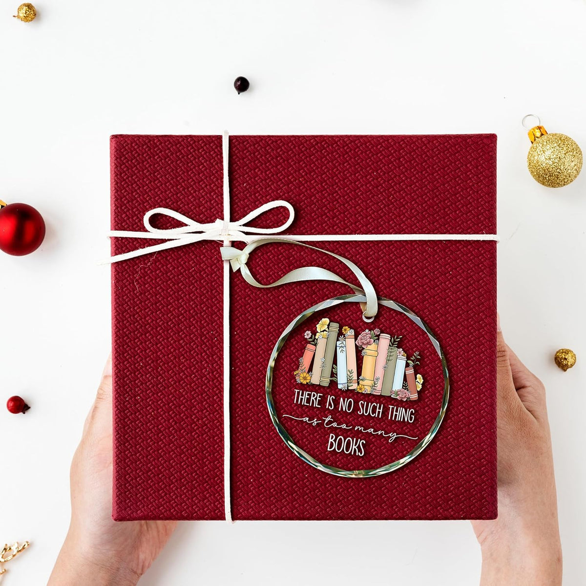 there is no such thing too many as books christmas crytal ornament gift for book lovers 1728631269647.jpg