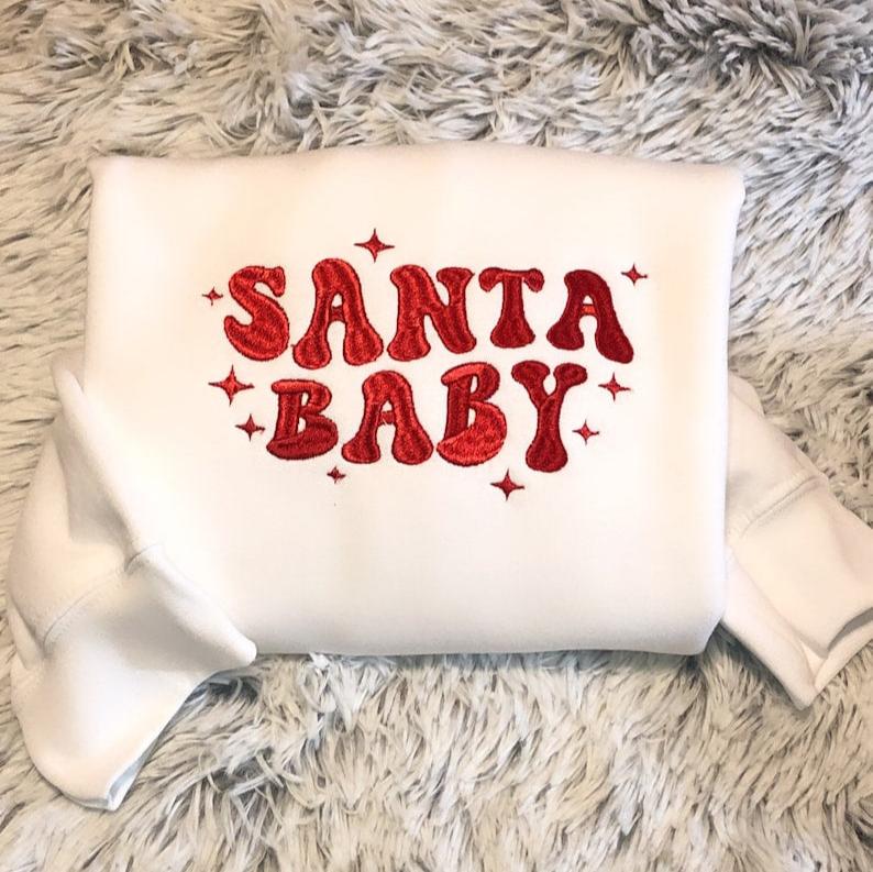 santa baby embroidered sweatshirt christmas sweater festive holiday crewneck sweatshirt cute santa claus shirt christmas party sweater 1728637556204.jpg