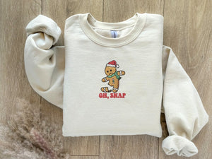 embroidered gingerbread man oh snap christmas sweatshirt christmas cookies holiday baking christmas gift funny holiday sweater 1728638359552.jpg