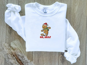 embroidered gingerbread man oh snap christmas sweatshirt christmas cookies holiday baking christmas gift funny holiday sweater 1728638419778.jpg