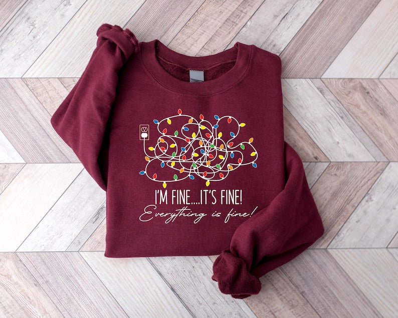 im fine its fine everything is fine christmas sweatshirt christmas funny sweater women christmas shirt cute christmas gift holiday gift 1728640832914.jpg