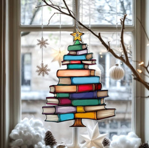 christmas book tree suncatcher ornament christmas tree bookish gift book club gift book lover gift librarian gift exchange gift 1728706775103.jpg