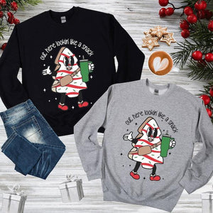 out here lookin like a snack sweatshirt boojee christmas sweatshirt christmas tree cake sweater funny christmas gift holiday sweatshirt 1728957806490.jpg