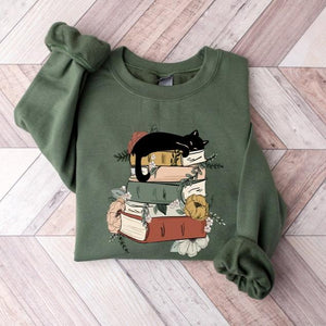 cat book sweatshirt books and cats hoodie reading shirt cat lover t shirt gift for cat lover gift for book lovers book bookish shirt 1728962651634.jpg