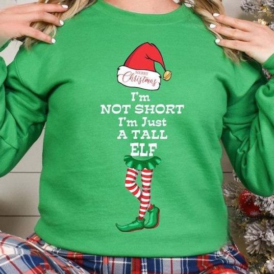 im not short im just a tall elf jumper funny saying elf christmas jumper funny matching family christmas sweatshirt christmas gifts 1729052304723.jpg