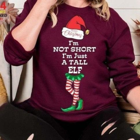 im not short im just a tall elf jumper funny saying elf christmas jumper funny matching family christmas sweatshirt christmas gifts 1729052304844.jpg