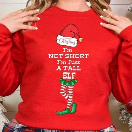 im not short im just a tall elf jumper funny saying elf christmas jumper funny matching family christmas sweatshirt christmas gifts 1729052304906.jpg