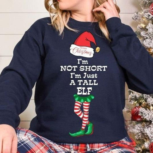 im not short im just a tall elf jumper funny saying elf christmas jumper funny matching family christmas sweatshirt christmas gifts 1729052304925.jpg