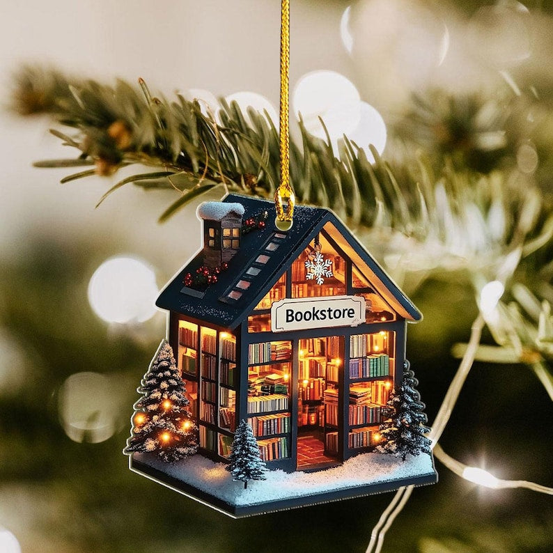 customized book store 2d flat ornament bookstore flat ornament for book lovers bookshelf ornament christmas ornament gift for book lovers 1729479222552.jpg