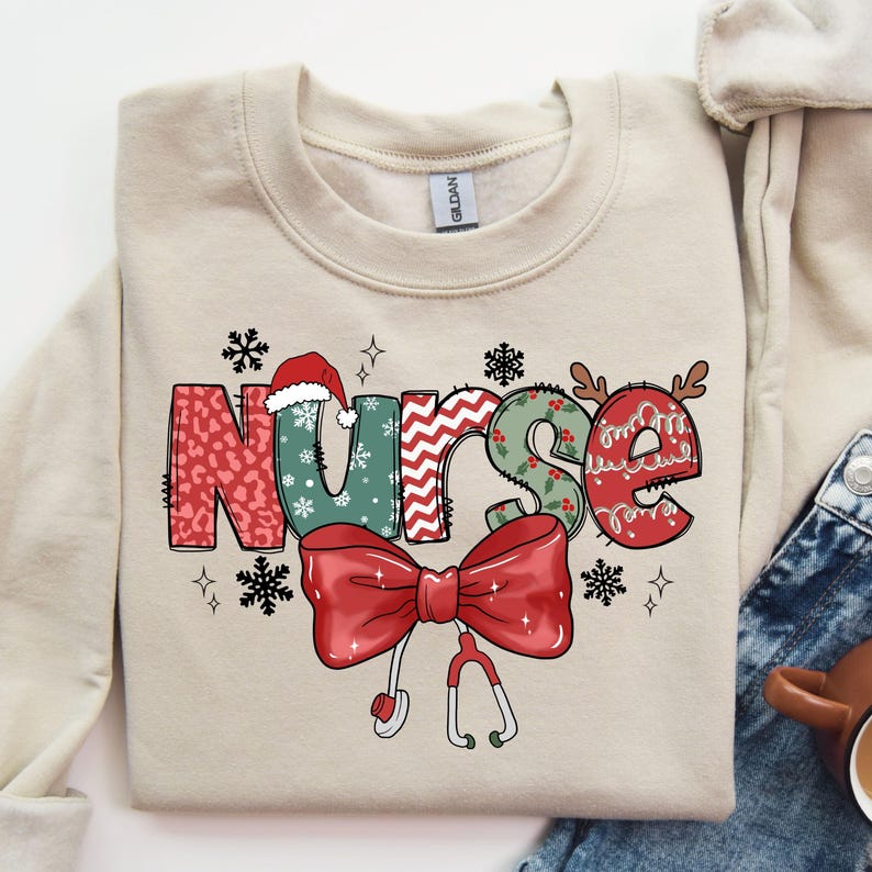 christmas nurse sweatshirt christmas nursing sweater nurse life christmas shirt school nurse christmas stethoscope christmas nurse crew 1729914266873.jpg