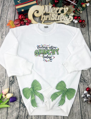 feeling extra grnchy today side bow cut out embroidered sweatshirt plaid christmas pullovertrendy coquette bow side bow xmas sweatshirt 1730087735609.jpg