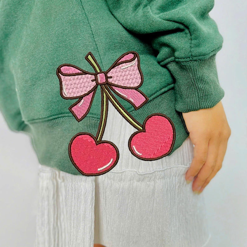 cherry heart pink coquette side bow sweatshirt retro pink lover sweater bow applique pink girl gifts 1730089497475.jpg