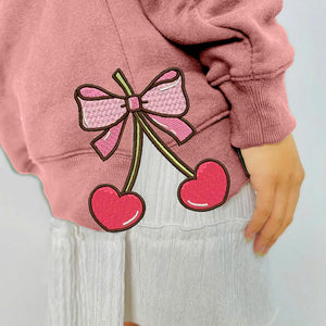 cherry heart pink coquette side bow sweatshirt retro pink lover sweater bow applique pink girl gifts 1730099588337.jpg