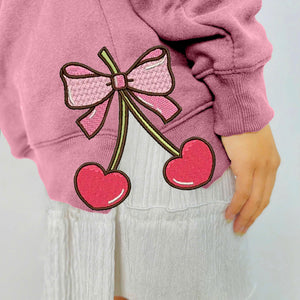 cherry heart pink coquette side bow sweatshirt retro pink lover sweater bow applique pink girl gifts 1730099588355.jpg