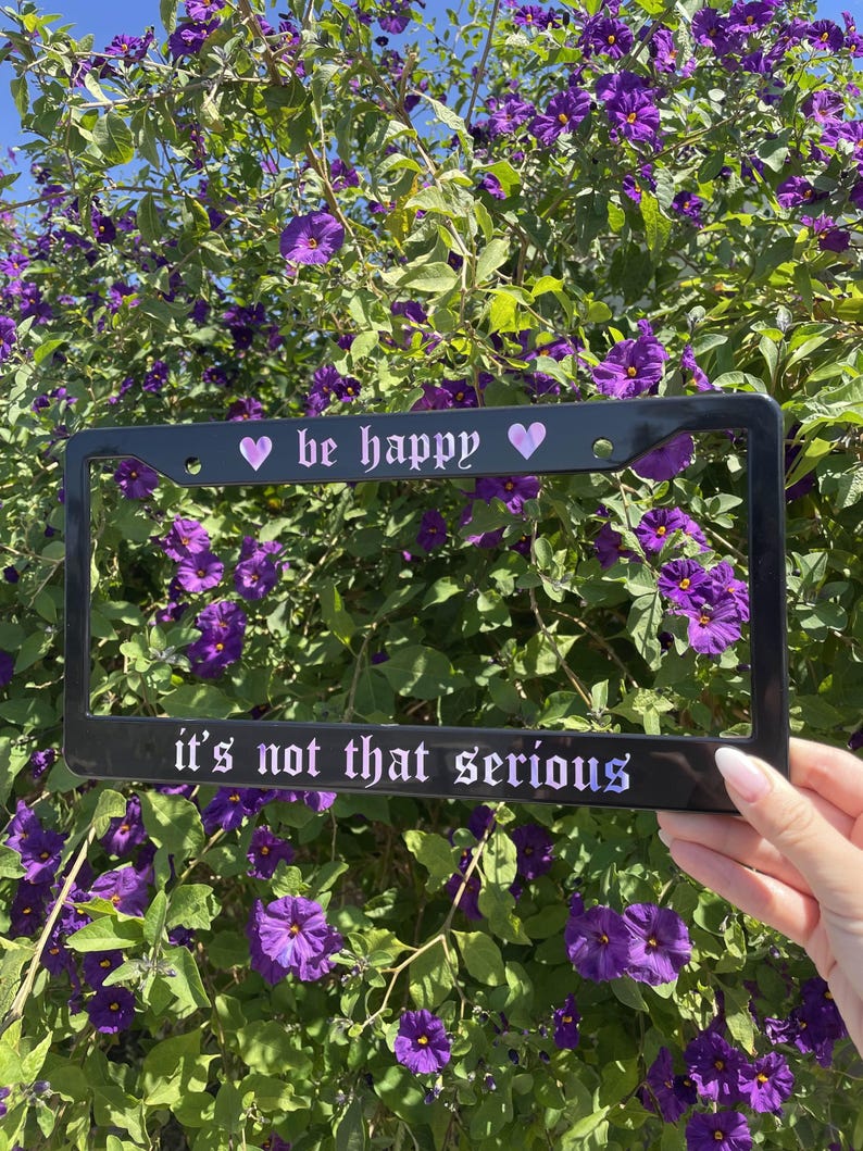 be happy license plate frame cute car accessories kawaii pink car decor positive plate cover gag gift car girl quote accessory 1730426402054.jpg