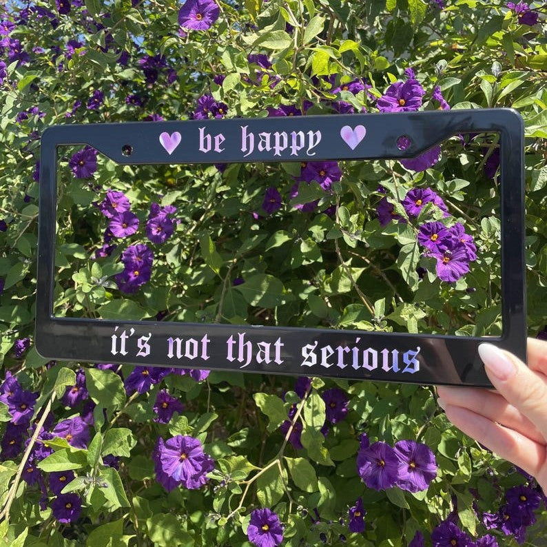 be happy license plate frame cute car accessories kawaii pink car decor positive plate cover gag gift car girl quote accessory 1730426402106.jpg