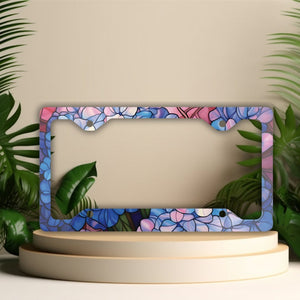 stained glass floral license plate frame hydrangea vanity car tag holder license plate covers for women flower car accessories new car 1730428393967.jpg