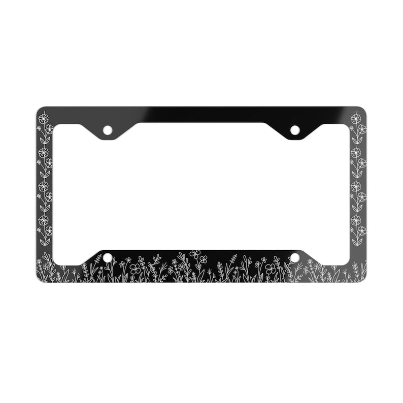 hand drawn wildflowers license plate frame  minimalist floral car tag frame  cute car accessory for her 1730512405999.jpg