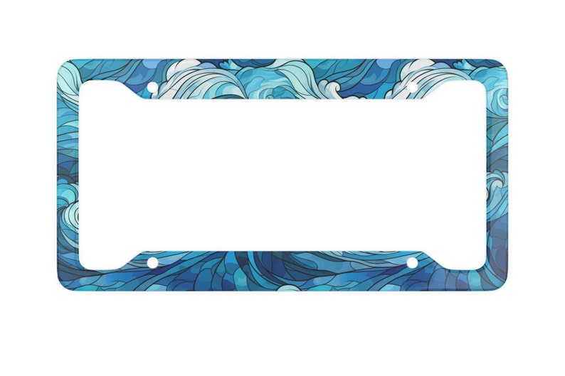 stained glass ocean waves license plate frame   beachy license plate   beach car accessory   waves license plate cover   ocean car decor 1730512912320.jpg