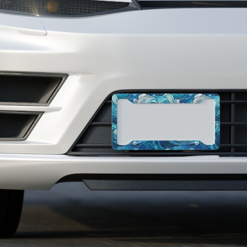 stained glass ocean waves license plate frame   beachy license plate   beach car accessory   waves license plate cover   ocean car decor 1730512912408.jpg