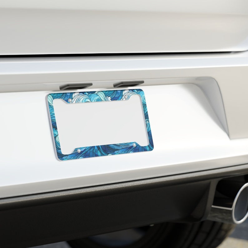 stained glass ocean waves license plate frame   beachy license plate   beach car accessory   waves license plate cover   ocean car decor 1730512912422.jpg