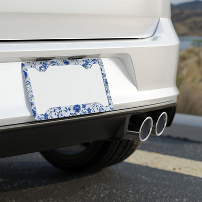blue and white floral metal license plate frame chinoiseries license plate frame car accessories 3d effect 1730513644023.jpg