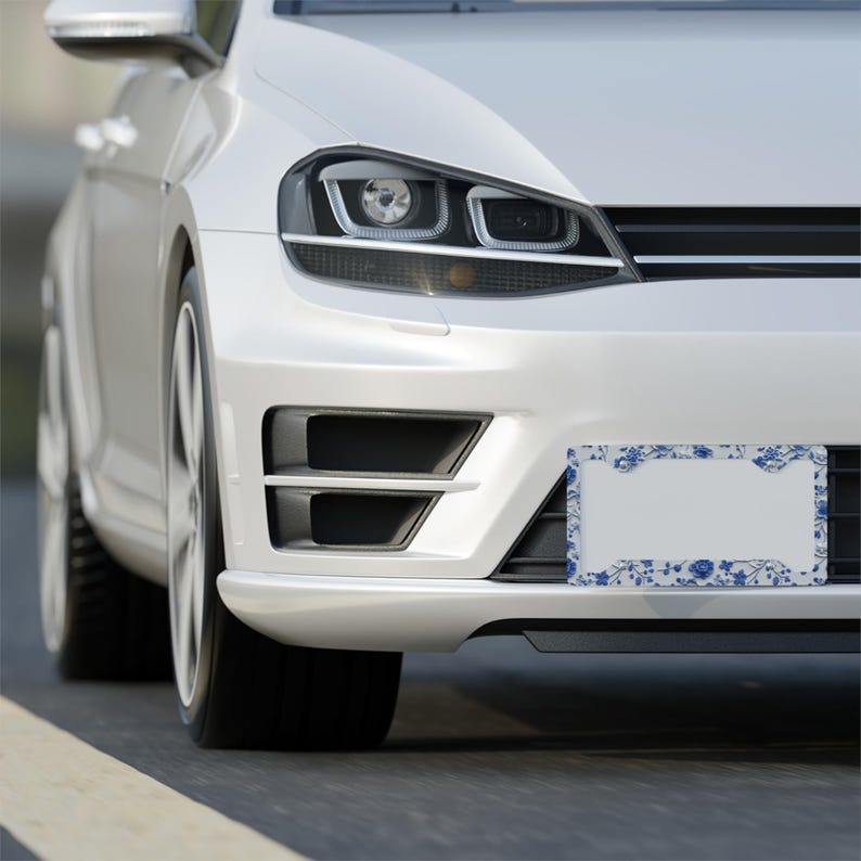 blue and white floral metal license plate frame chinoiseries license plate frame car accessories 3d effect 1730513644666.jpg