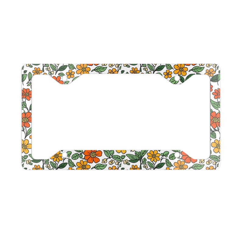 retro floral license plate frame cute metal license plate frame mcm floral pattern license plate frame 1730780142602.jpg