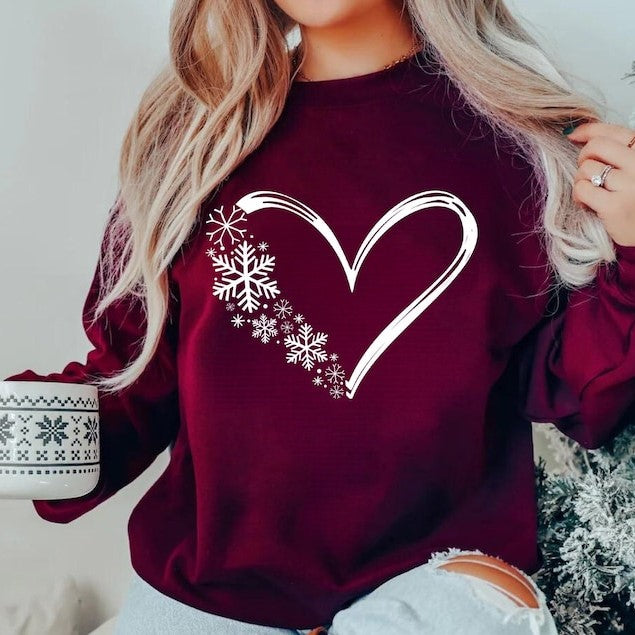 snowflake sweatshirt christmas sweatshirt women holiday shirt snow flake heart sweater snow sweatshirt christmas gift shirt winter 1730794892194.jpg