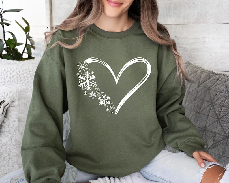 snowflake sweatshirt christmas sweatshirt women holiday shirt snow flake heart sweater snow sweatshirt christmas gift shirt winter 1730794892257.jpg