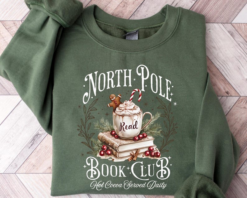 retro funny north pole book club book lover christmas bookish christmas graphic tshirt for women 1730965369700.jpg