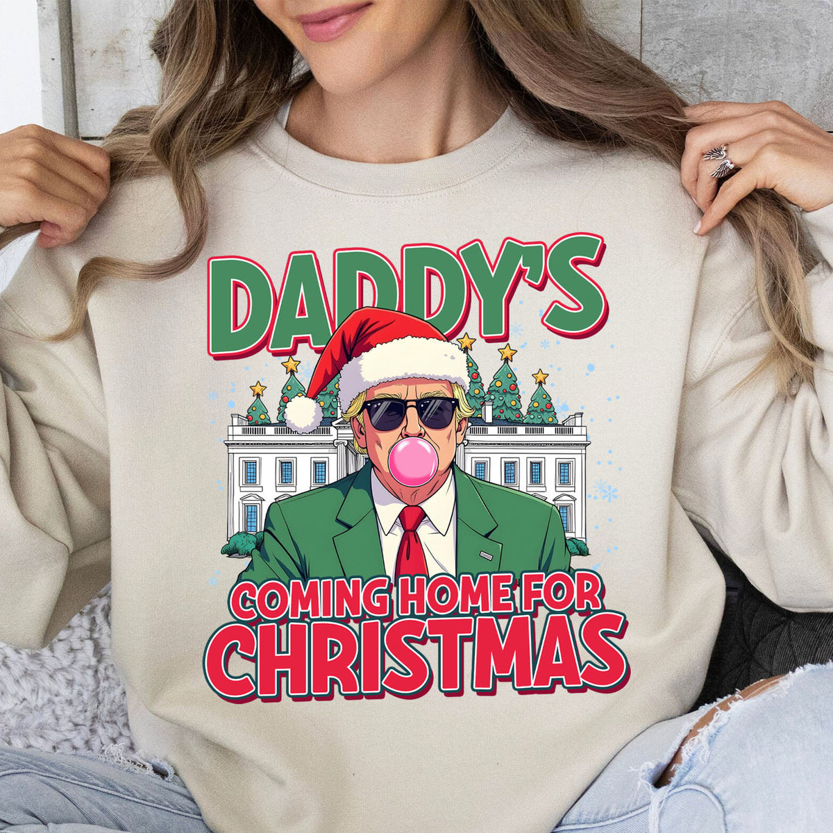 Daddy Coming Home For Christmas, Funny Victory 2025 Christmas, Victory 2025 47th President Sweatshirt Bright 1731033381933.jpg