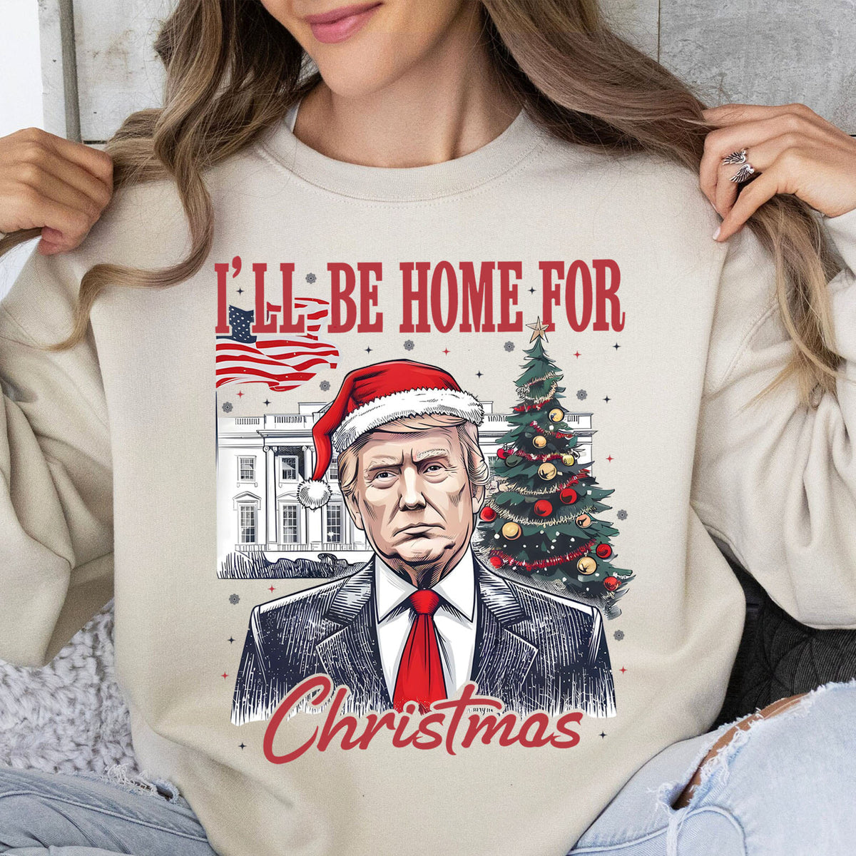 I'll Be Home For Christmas, Christmas Victory 2025 47th President Sweatshirt Bright 1731033532353.jpg
