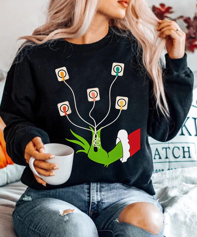 funny christmas lights ekg leads cheat sheet sweatshirt nursing ecg xmas shirt grinc icu nurse shirt emergency nurse  arrhythmia shirt 1731056876616.jpg