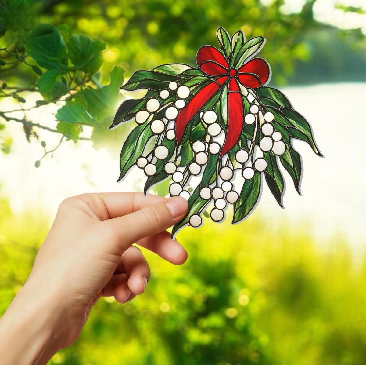 mistletoe suncatcher stained acrylic mistletoe suncatcher mistletoe christmas decoration pearl berries suncatcher christmas home decor 1731296887143.jpg