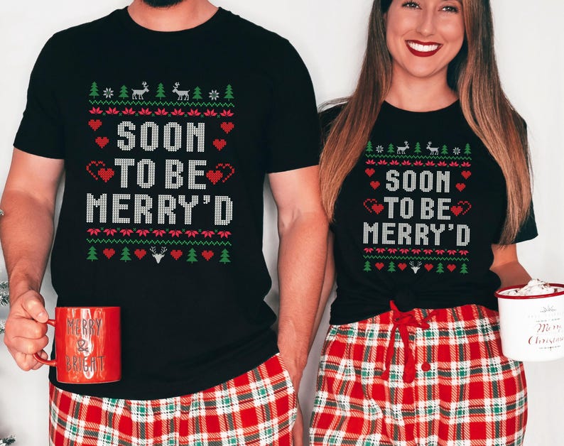 soon to be merryd christmas shirt engaged matching couple funny gift bachelorette bridal shower gift fiance gift engagement news 1731722288572.jpg