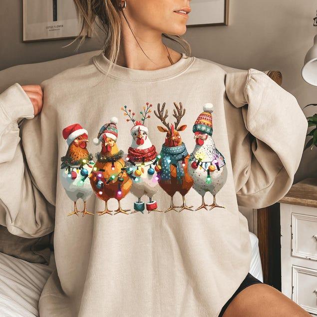 christmas chickens shirt   funny christmas chicken shirt   xmas gift   christmas farm sweatshirt   holiday season shirt   farm lover gift 1731731190634.jpg