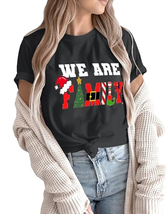 merry and bright shirt christmas t shirts for family couple outfit tee christmas top parent child short sleeves 1731989142560.jpg
