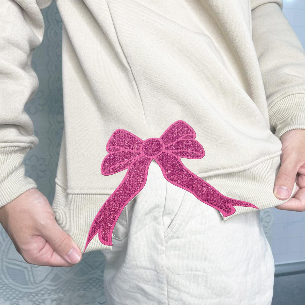 because i knew you i have been changed for good glitter side bow embroidered sweatshirt witch pink and green shirt elphaba glinda wicked 1732088726498.jpg