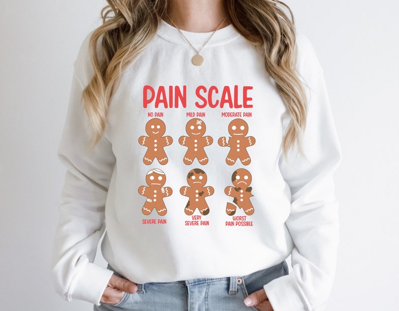 pain scale gingerbread sweatshirt christmas sweatshirt christmas cookies hoodie christmas gift for nurse xmas holidaygift for christmas 1732091423838.jpg