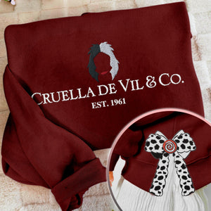 cruella christmas coquette side bow sweatshirt retro xmas tree lover sweater bow applique pink gifts 1732091483739.jpg