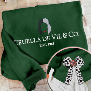 cruella christmas coquette side bow sweatshirt retro xmas tree lover sweater bow applique pink gifts 1732091483817.jpg