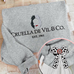 cruella christmas coquette side bow sweatshirt retro xmas tree lover sweater bow applique pink gifts 1732091483890.jpg